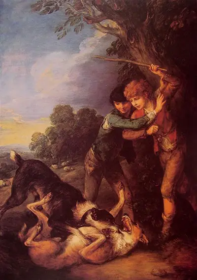 Two Shepherd Boys with Dogs Fighting Thomas Gainsborough